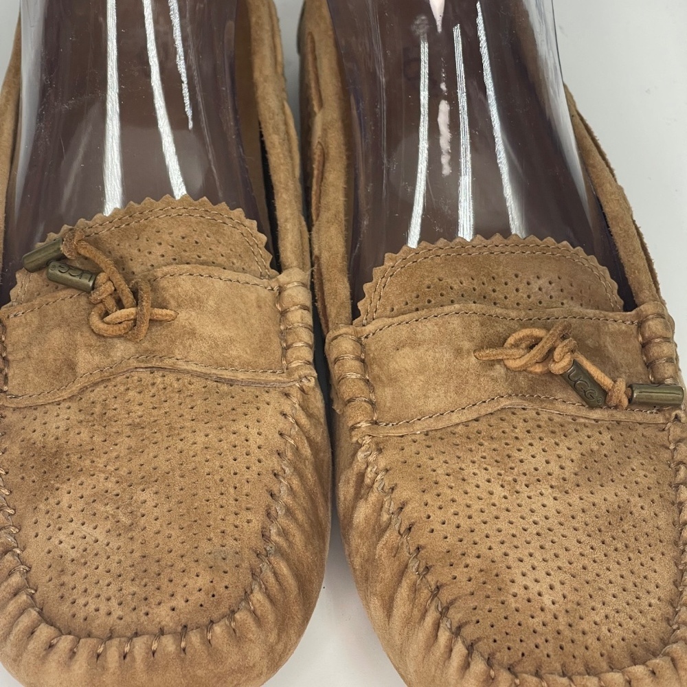 UGG Suede Moccasin Loafers Women’s Size 10 Brown Slip-On Comfort Shoes - Picture 2 of 11